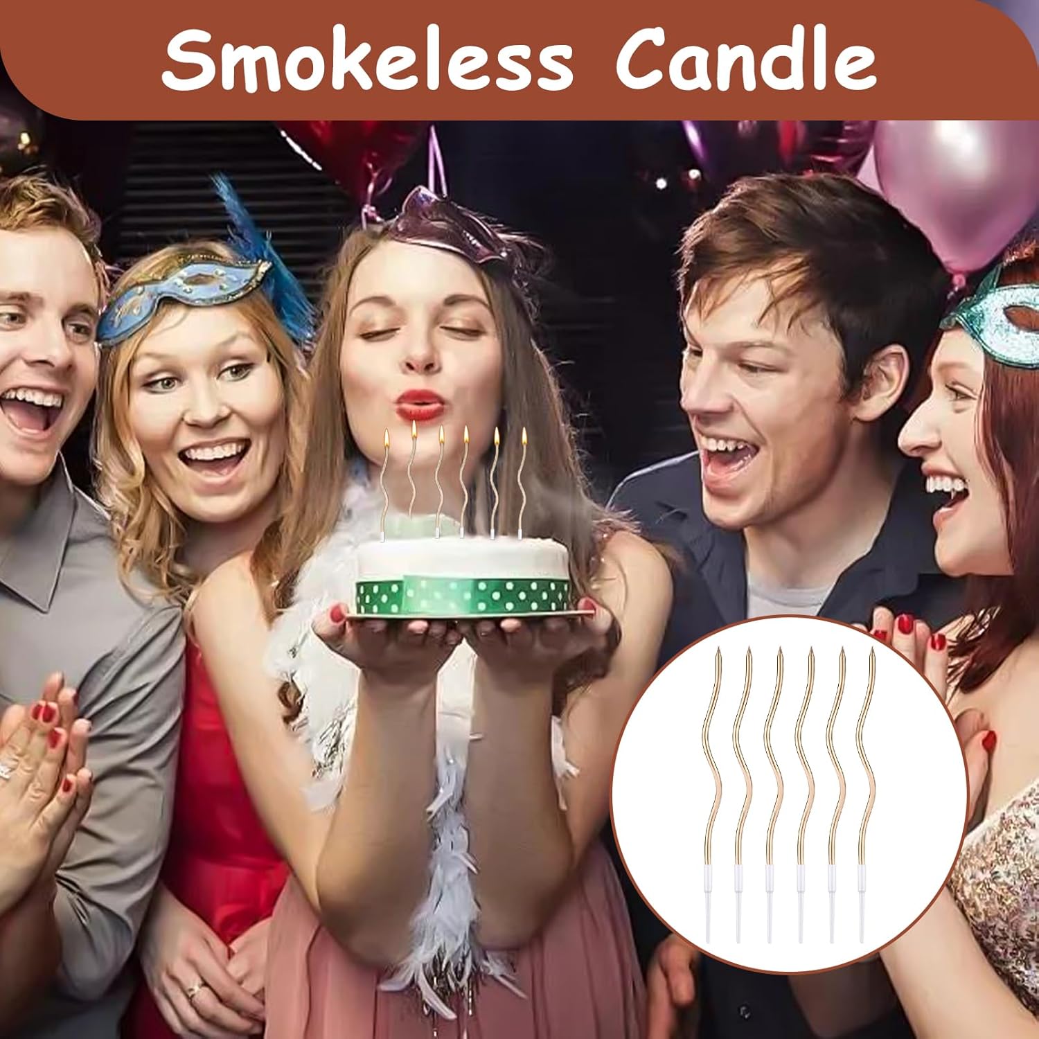 48 Candeline Compleanno a Spirale Metalliche Champagne - immagine 5