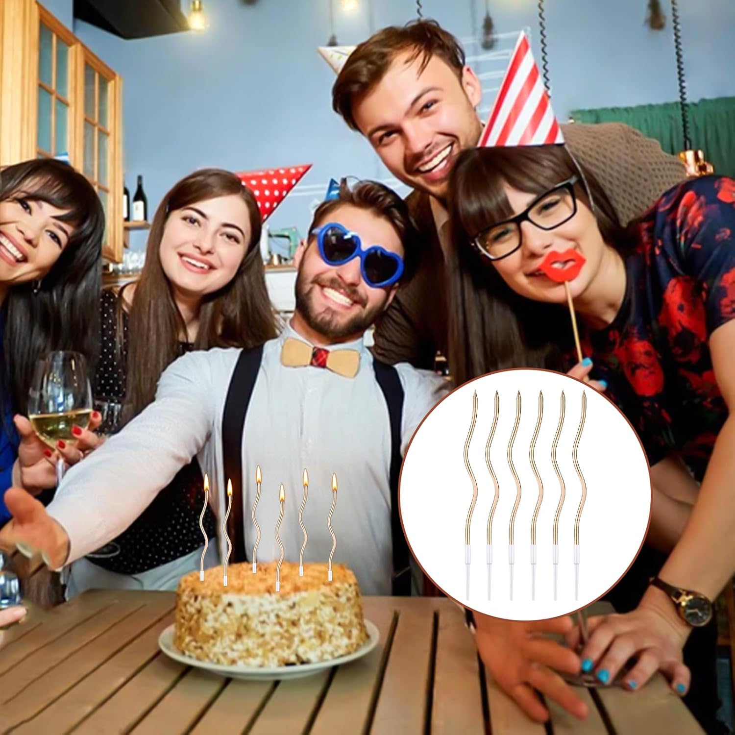 48 Candeline Compleanno a Spirale Metalliche Champagne - immagine 6