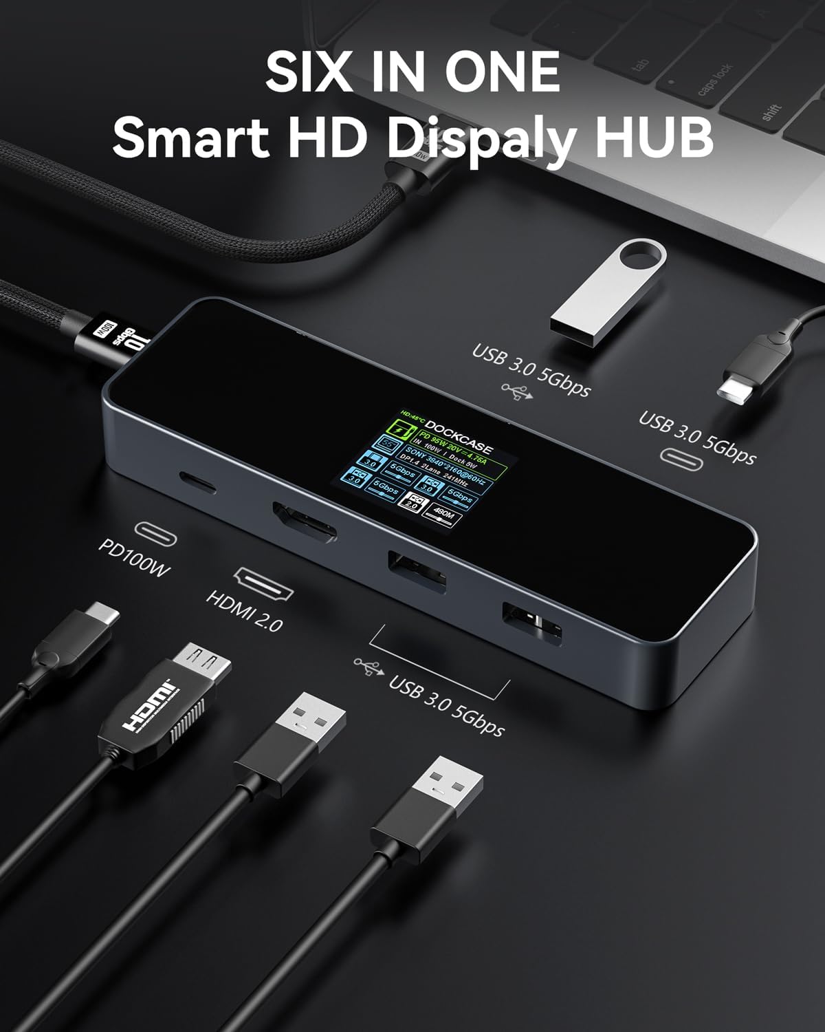Dockcase Visual Smart USB C Hub 6 in 1 - immagine 2