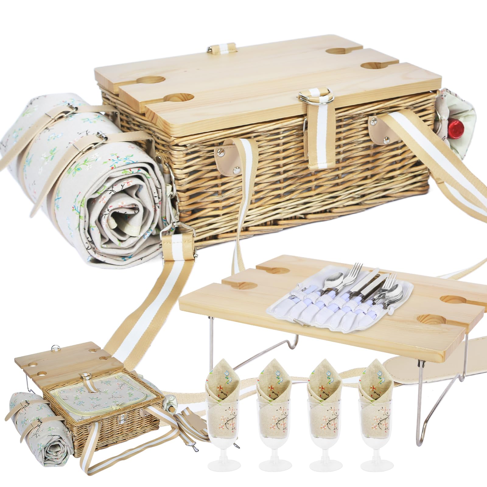 Hybdamai Set Cestino Picnic per 4 Persone