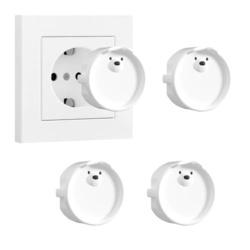 4 prese di tipo F, contenitore decorativo in silicone, copertura antipolvere, prese decorative, coperture antipolvere (4 bianco)