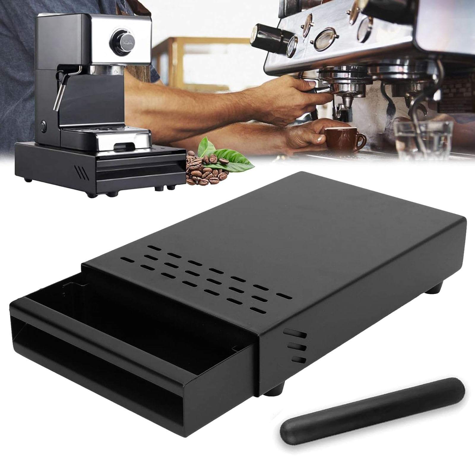 Contenitore Fondi di Caffè in Acciaio Inox, Nero