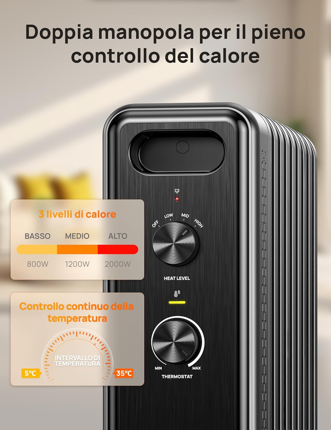 Dreo Radiatore a Olio 2000W con 9 Elementi - immagine 5