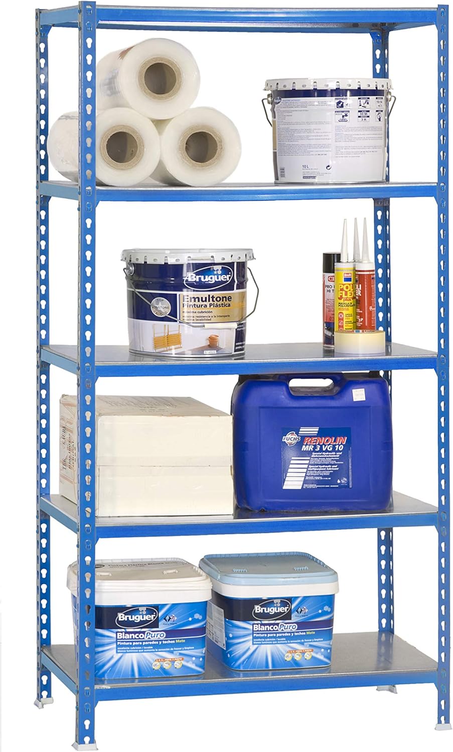 Simon Rack Scaffale Metallo Garage 5 Ripiani, Blu/Zincato - immagine 4