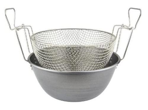ILSA Friggitrice con Cestello, Ferro Spazzolato e Nichelato, Diametro 42 cm
