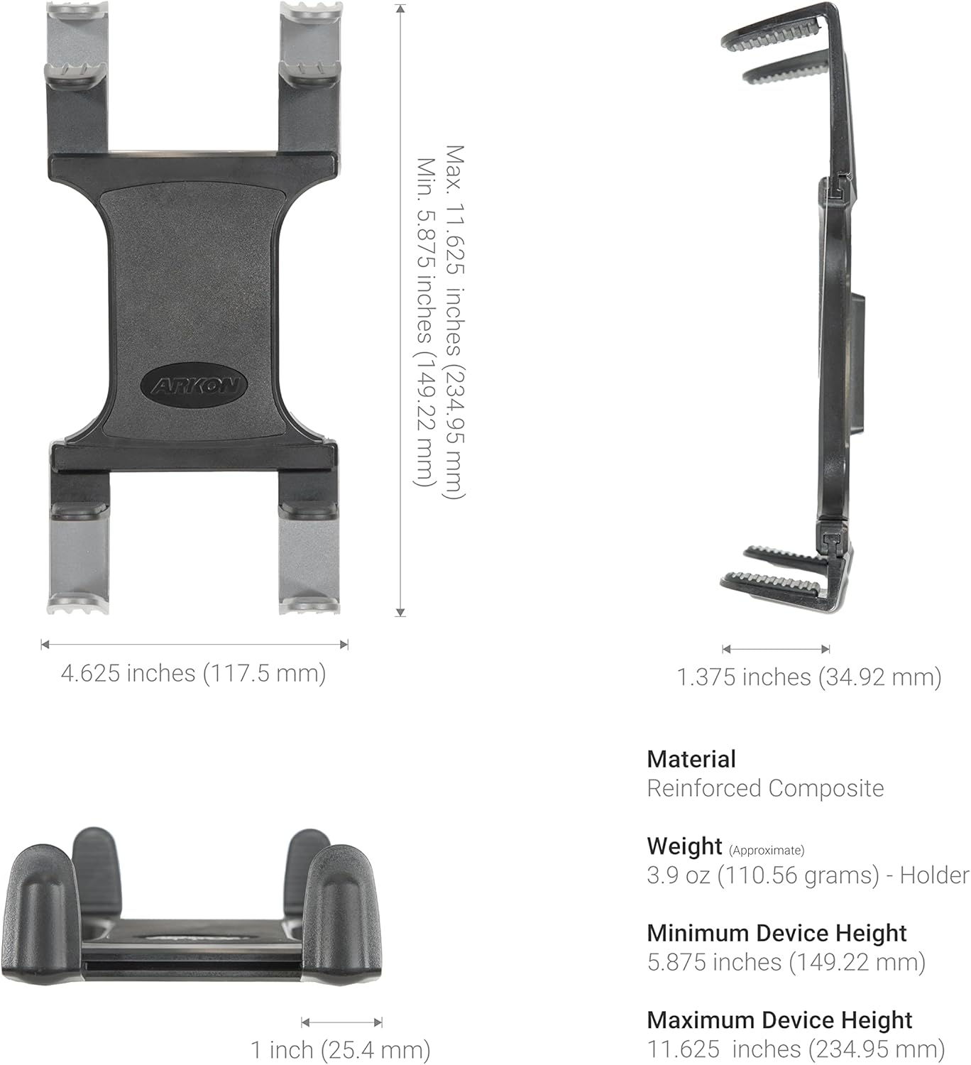 Arkon TAB806 Supporto Auto Passivo per Tablet, Nero - immagine 7