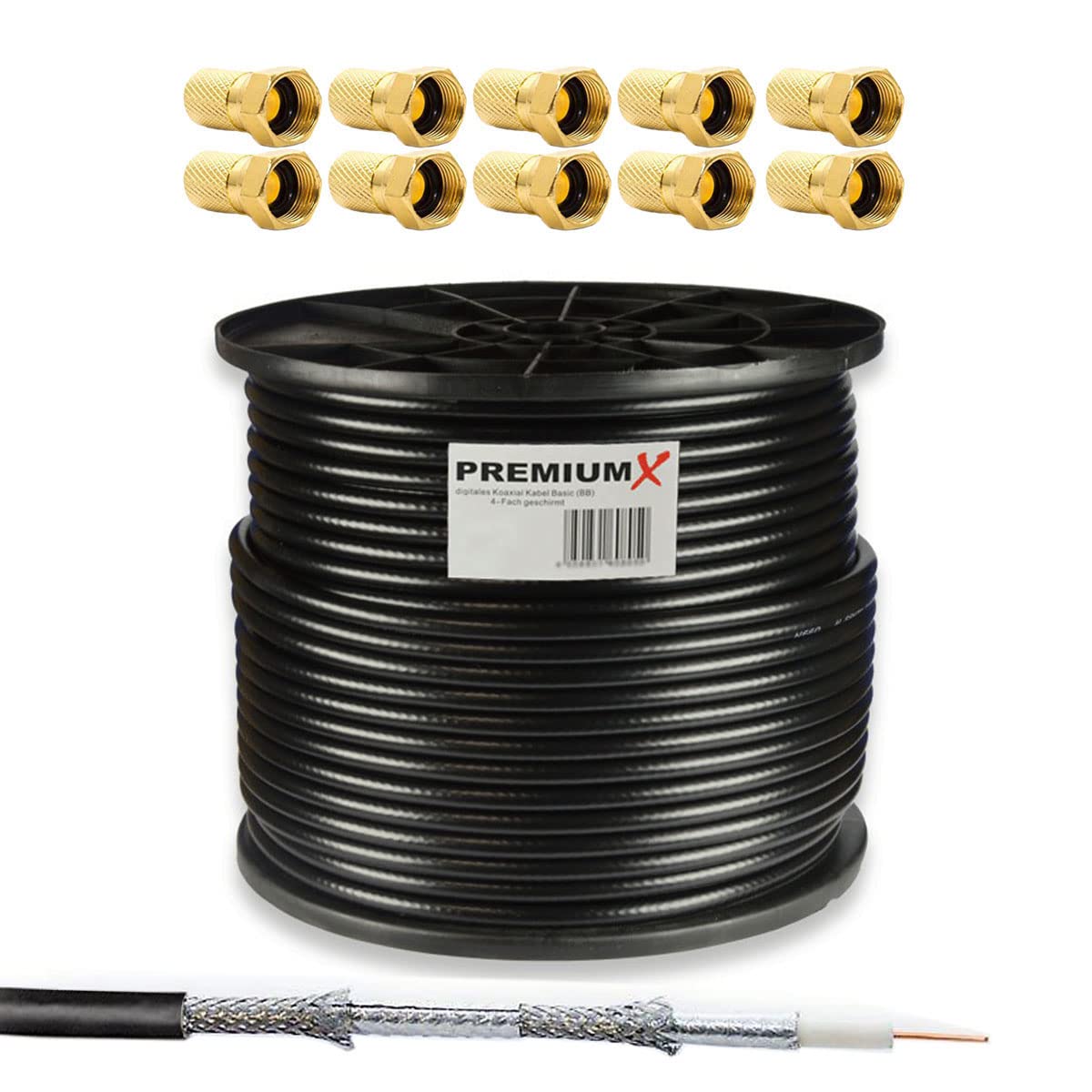 Premium X Cavo Coassiale BASIC NERO 100m 130 dB - immagine 1