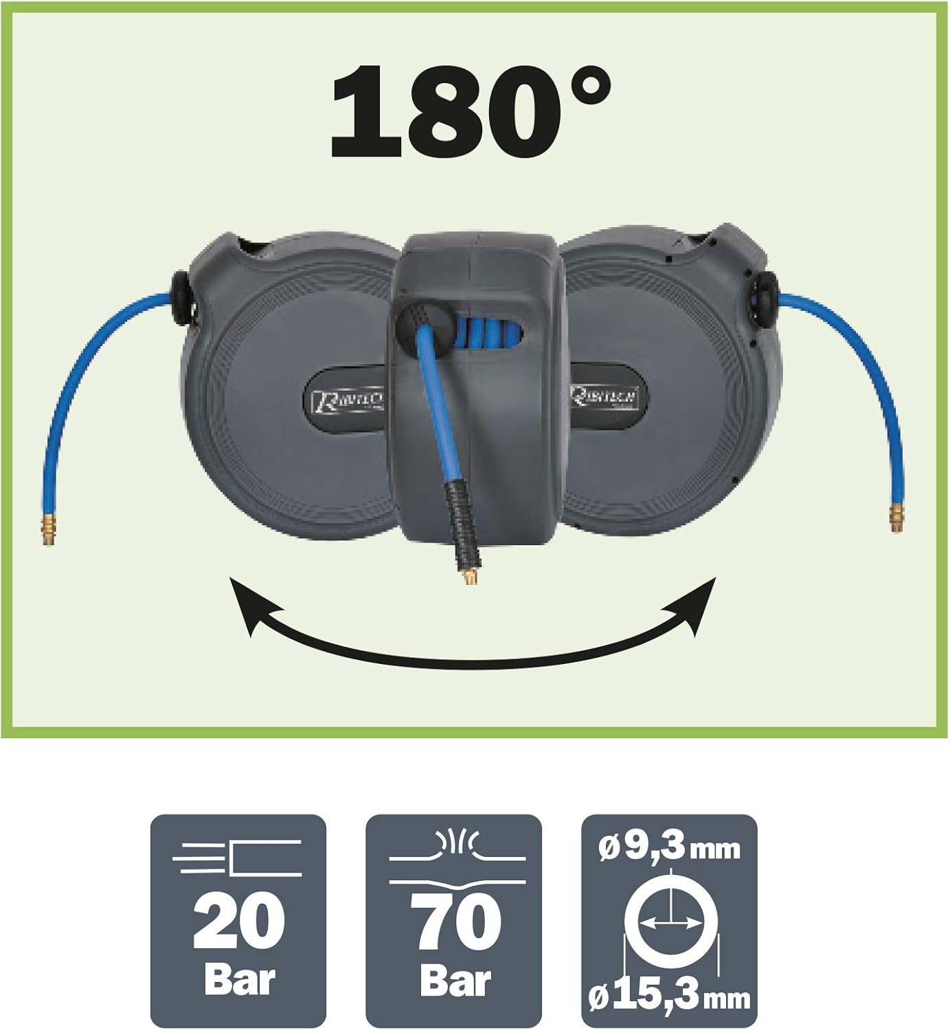 RIBIMEX PRDATR201 Avvolgitubo aria automatico 20 metri - immagine 2