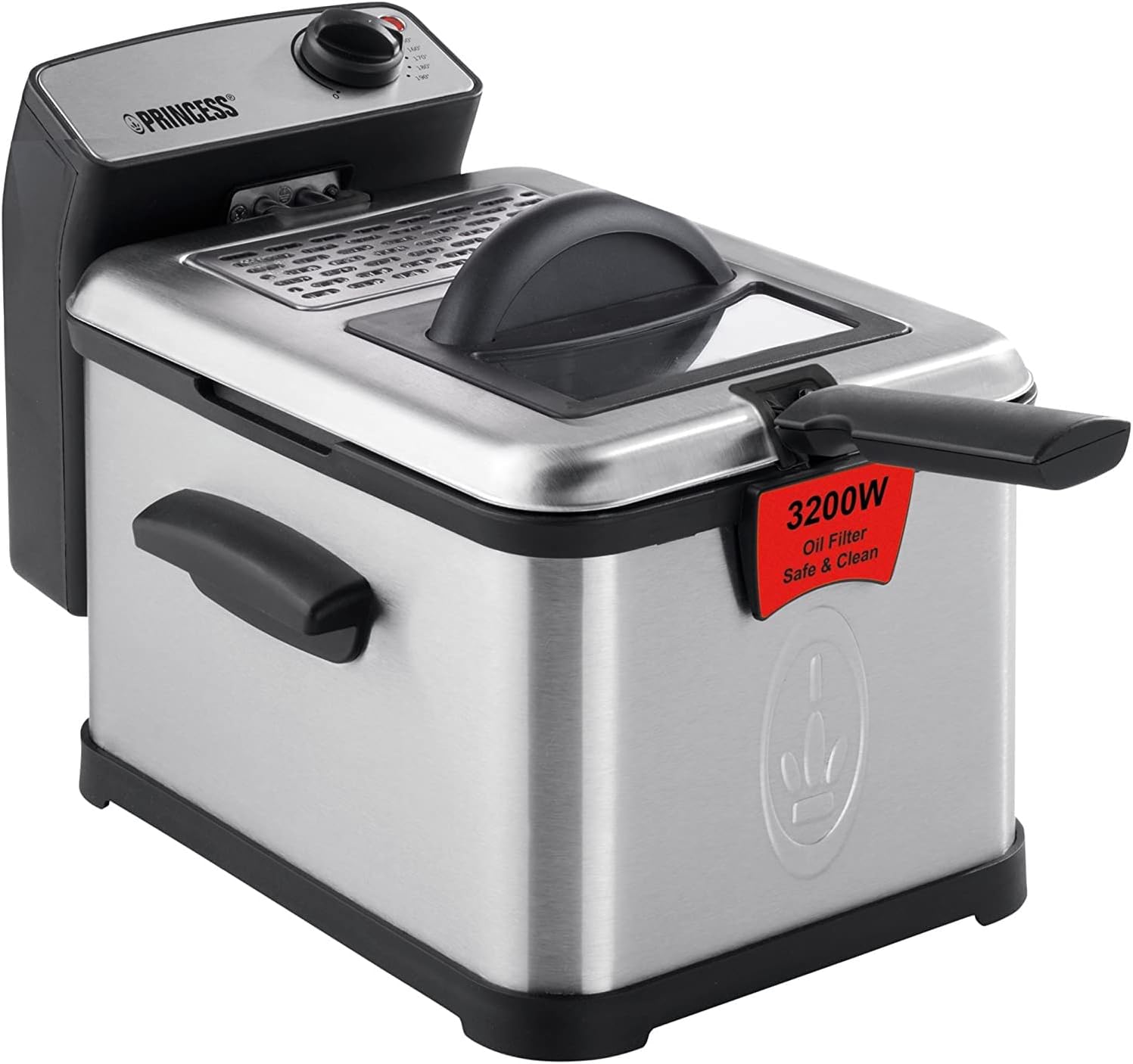 Princess Friggitrice Superior 183001, 3200 W, Acciaio Inossidabile 18/8, Black