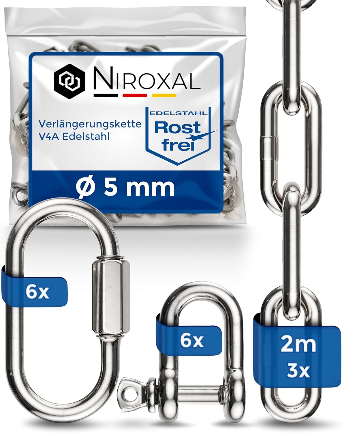 Catena Prolunga Acciaio Inox 2m, Spessore 5mm