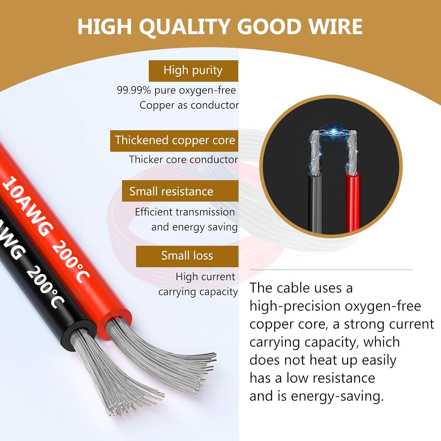 Cavo Elettrico Silicone 10AWG-THUN-CT 5,26mm² cavo elettrico [12m nero e 12m rosso], Fili elettrici in Rame Stagnato a Trefoli, Resistente alle Alte Temperature per Auto RC e Drone - immagine 5