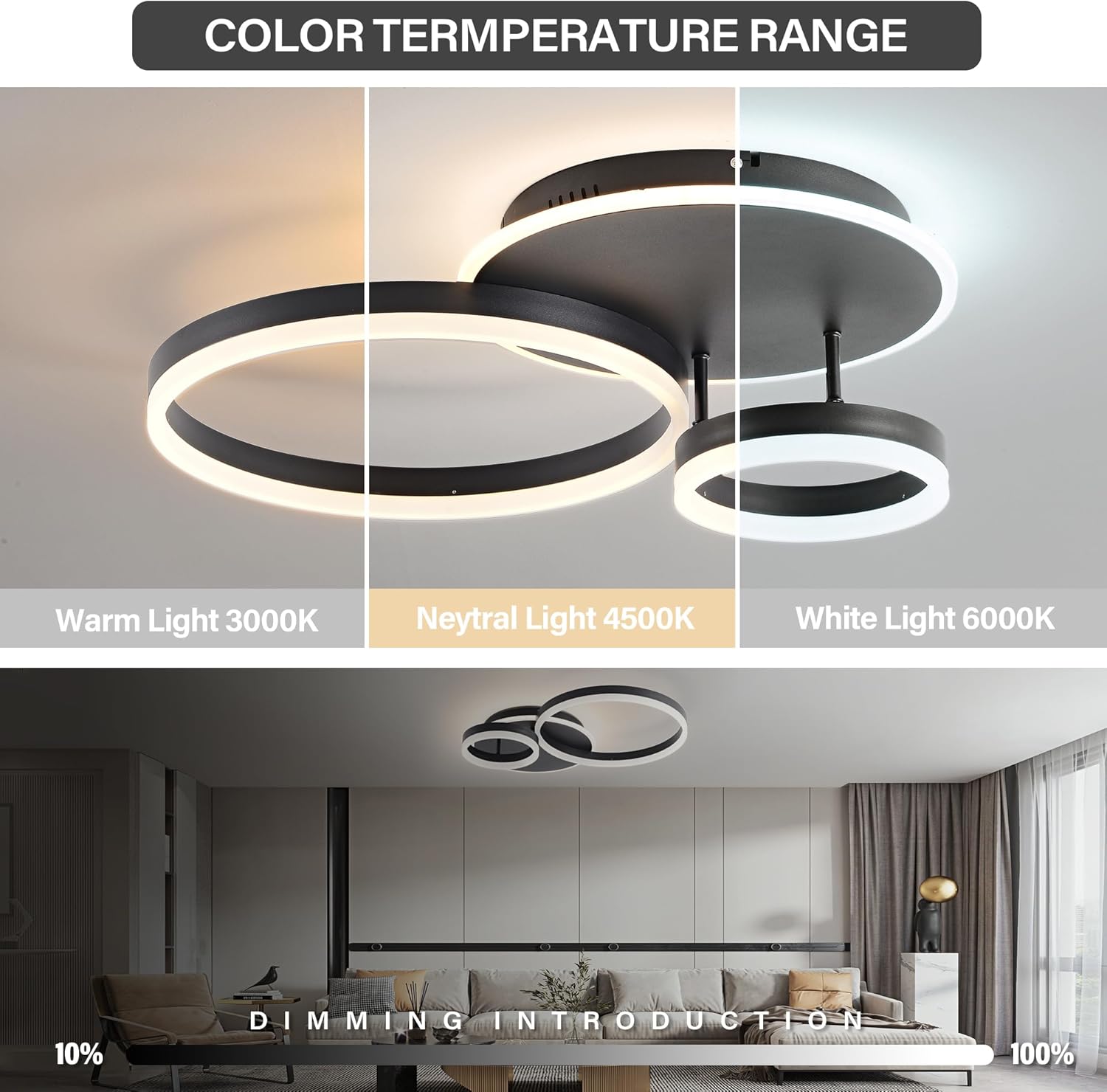 Plafoniera LED Soffitto Dimmerabile 54W 5400lm - immagine 2