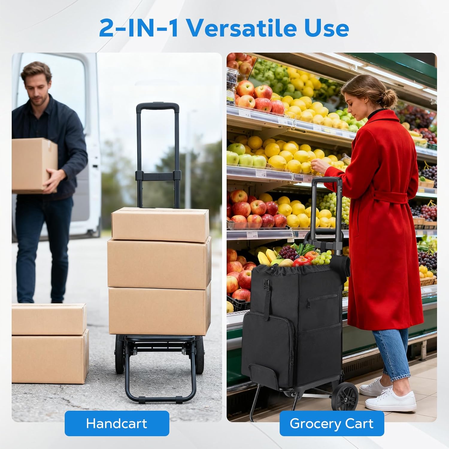 Housolution Carrello Spesa Pieghevole 46L/136KG - immagine 3