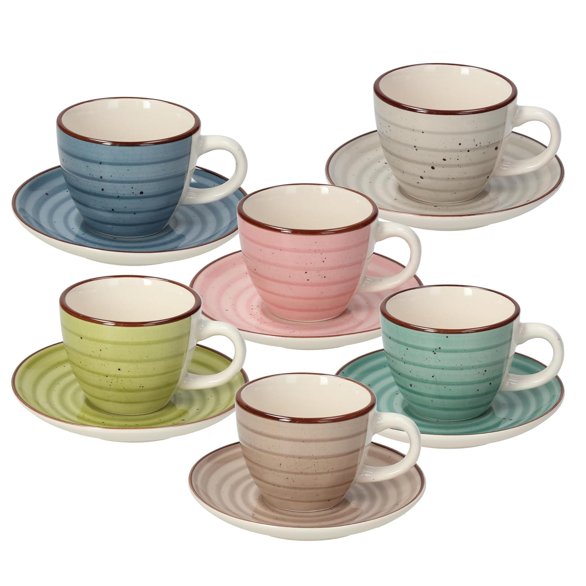 Tognana Urban Pastel - Set 6 Tazze Caffè con Piattino, Multicolor