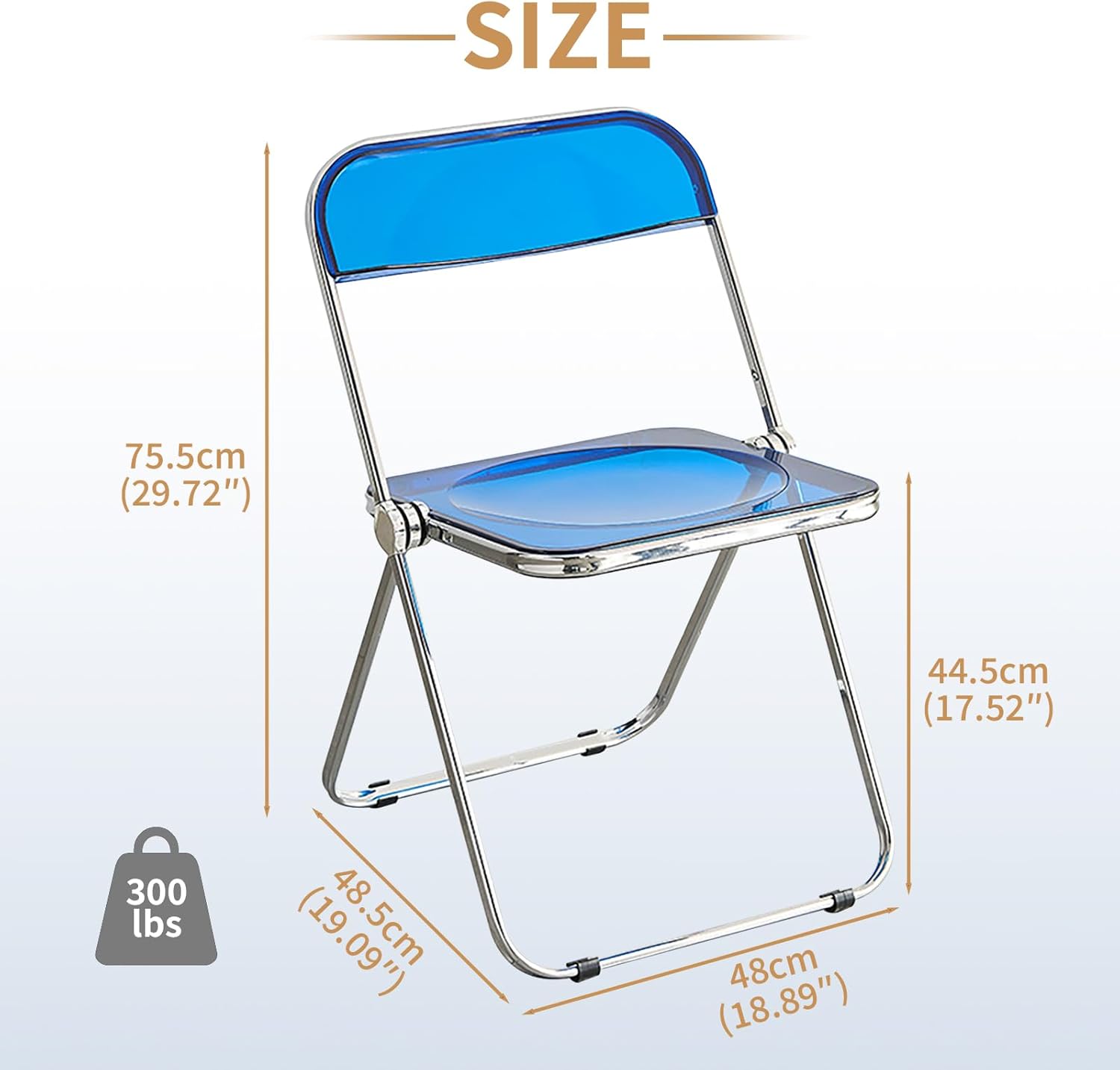 Kaihaowin Sedia Pieghevole Acrilico Trasparente, Blu - immagine 2