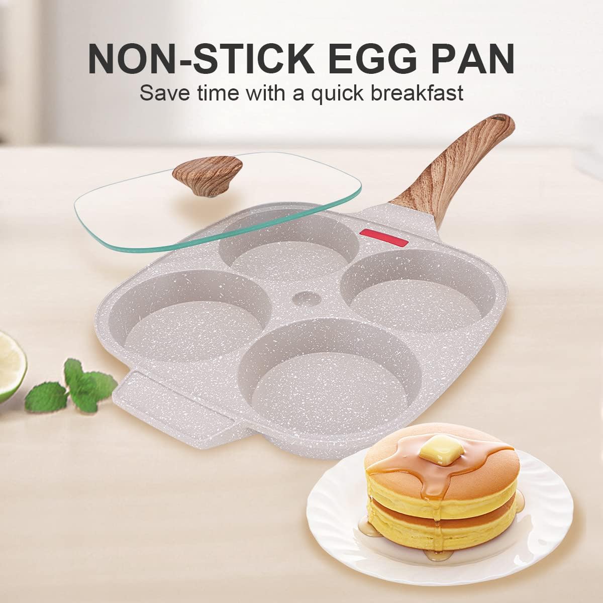 Bobikuke Pankache Padella Antiaderente 4 Fori, Bianco - immagine 2