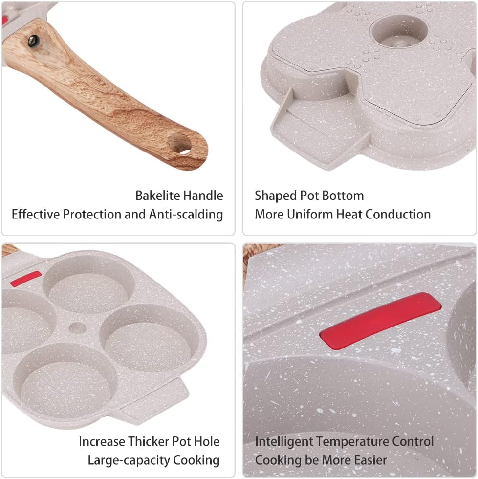 Bobikuke Pankache Padella Antiaderente 4 Fori, Bianco - immagine 5