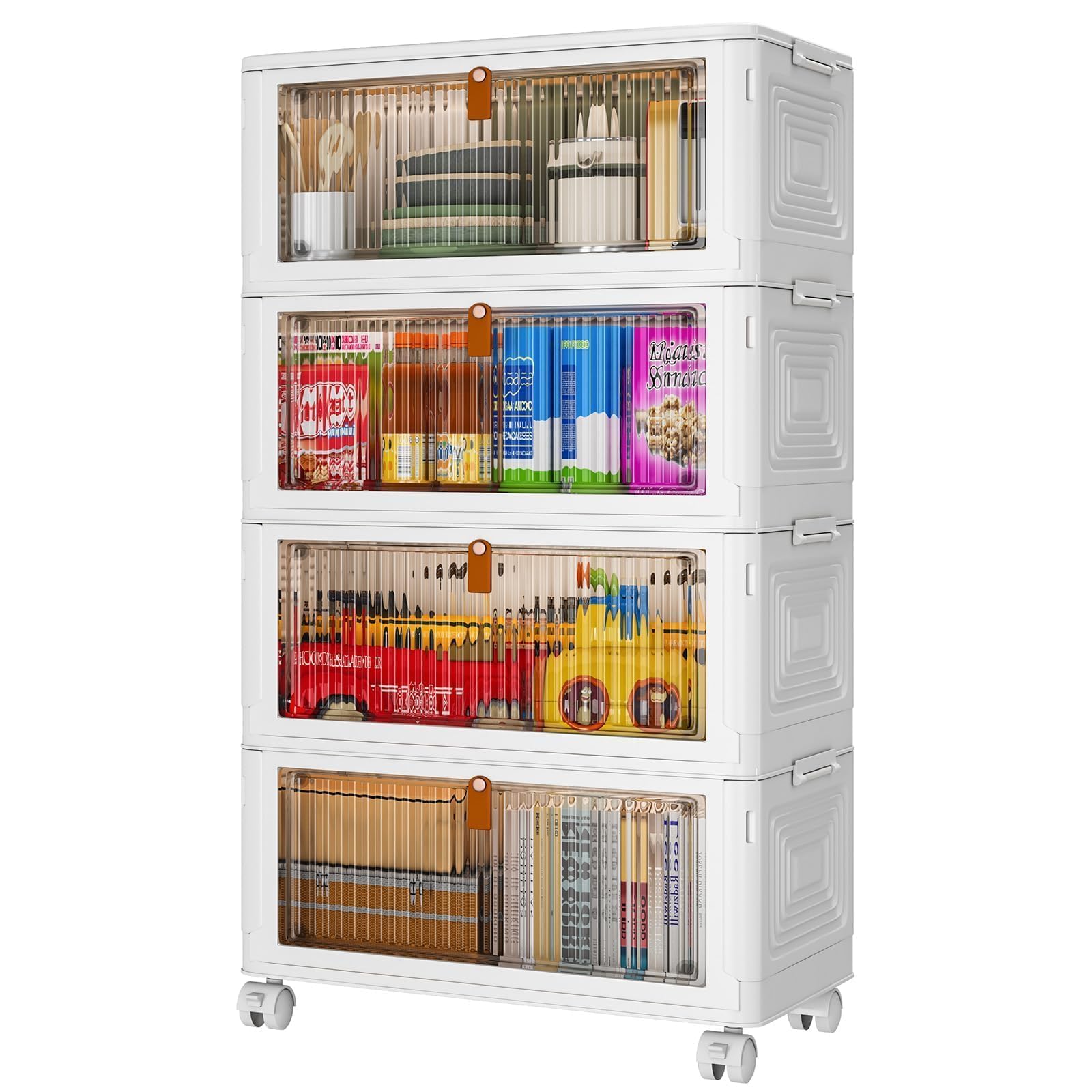 Scatole Plastica con Coperchio 35L (4 Pezzi), Bianco