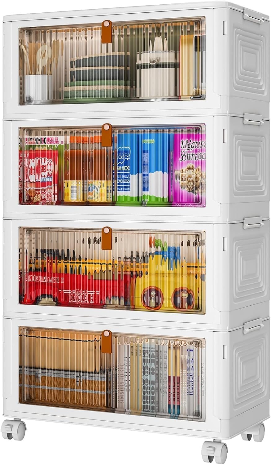 Scatole Plastica con Coperchio 35L (4 Pezzi), Bianco - immagine 1