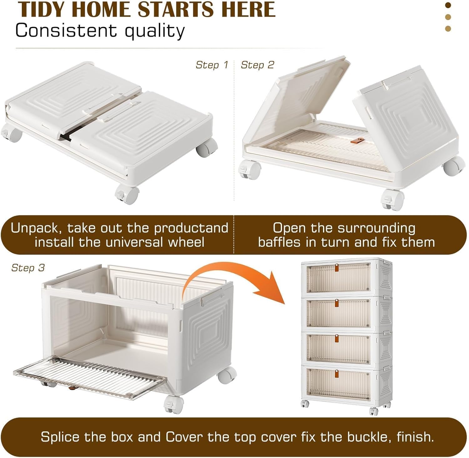 Scatole Plastica con Coperchio 35L (4 Pezzi), Bianco - immagine 3