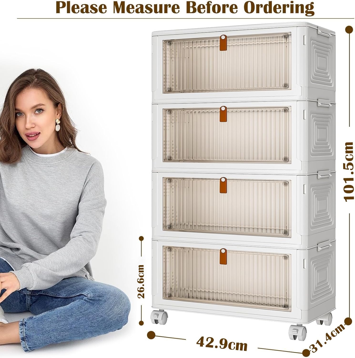 Scatole Plastica con Coperchio 35L (4 Pezzi), Bianco - immagine 4