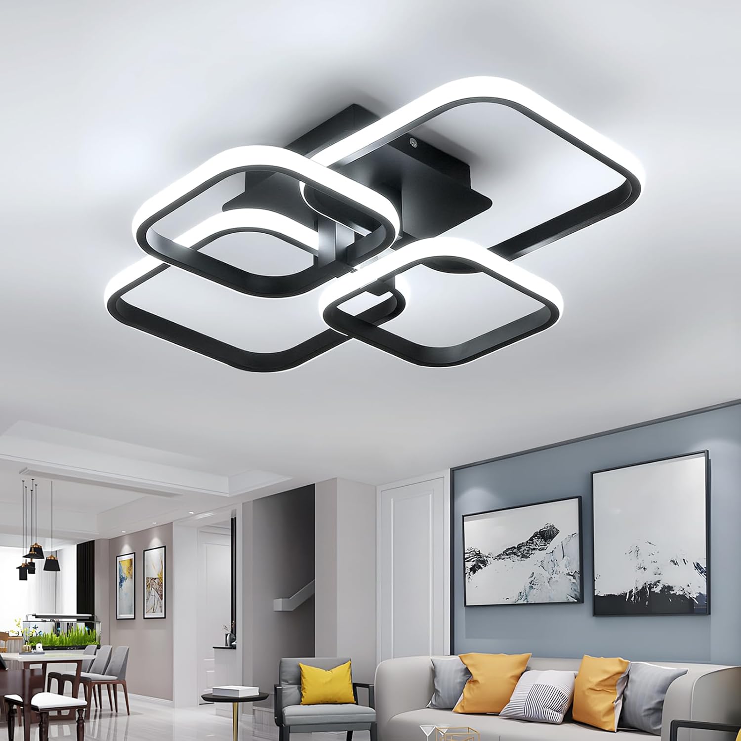 Delipop Plafoniera LED Soffitto Moderna 60W Nera - immagine 1