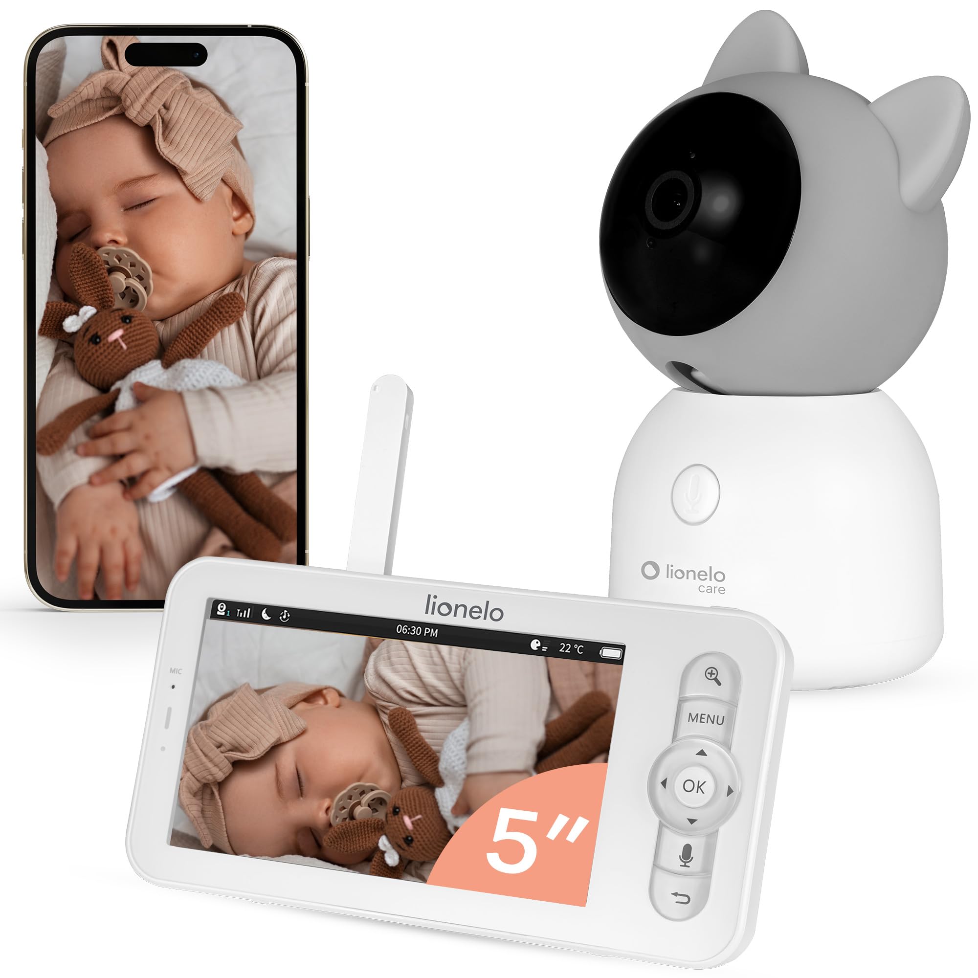 Lionelo Babyline 9.2 AI - Baby Monitor con Fotocamera 2K