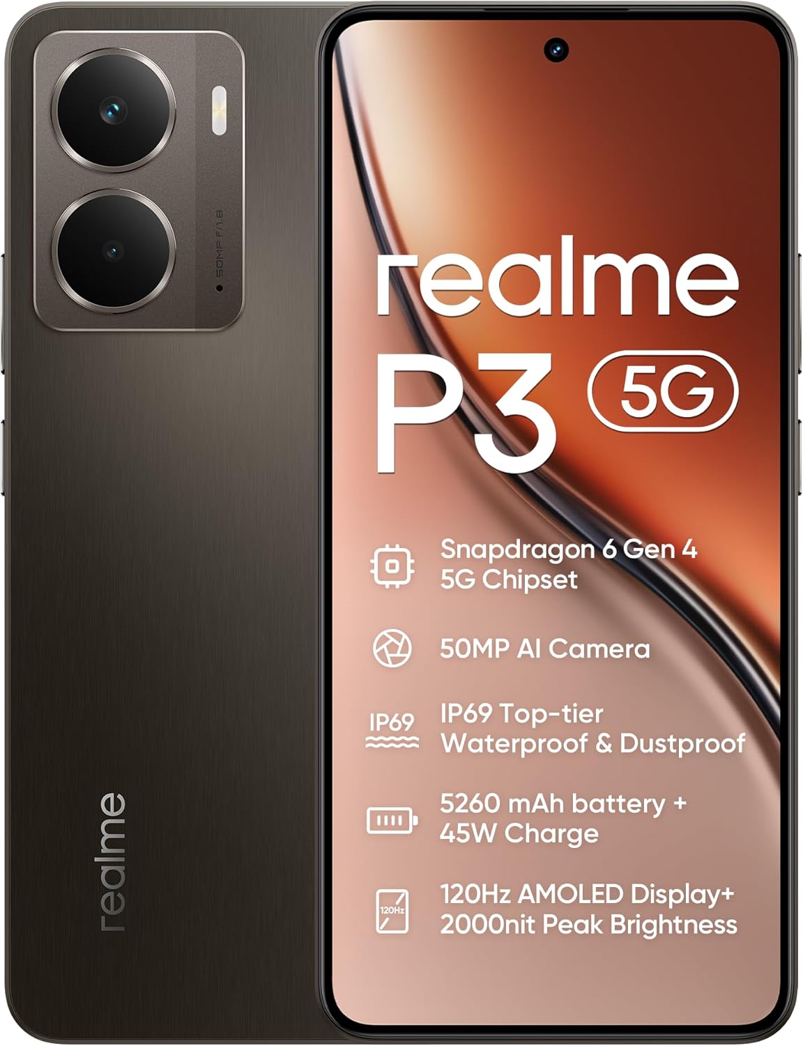 Realme P3 Smartphone 5G 8+256GB Grigio - immagine 1