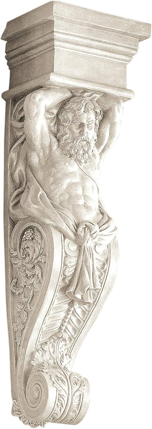 Design Toscano NG30594 Scultura da Parete Telamone, Beige, 18x21.5x72.5 cm