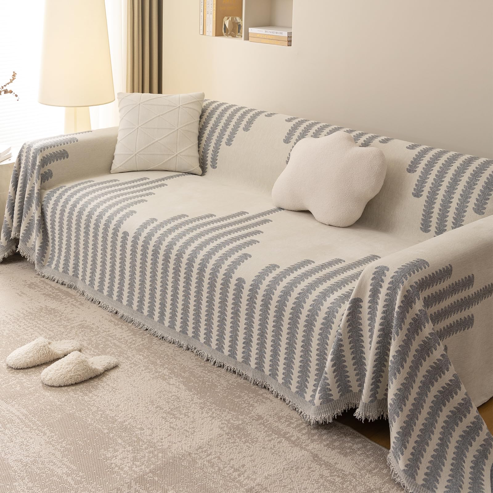 Copridivano Super Soffice 3 Posti 180x460cm, Grigio Chiaro