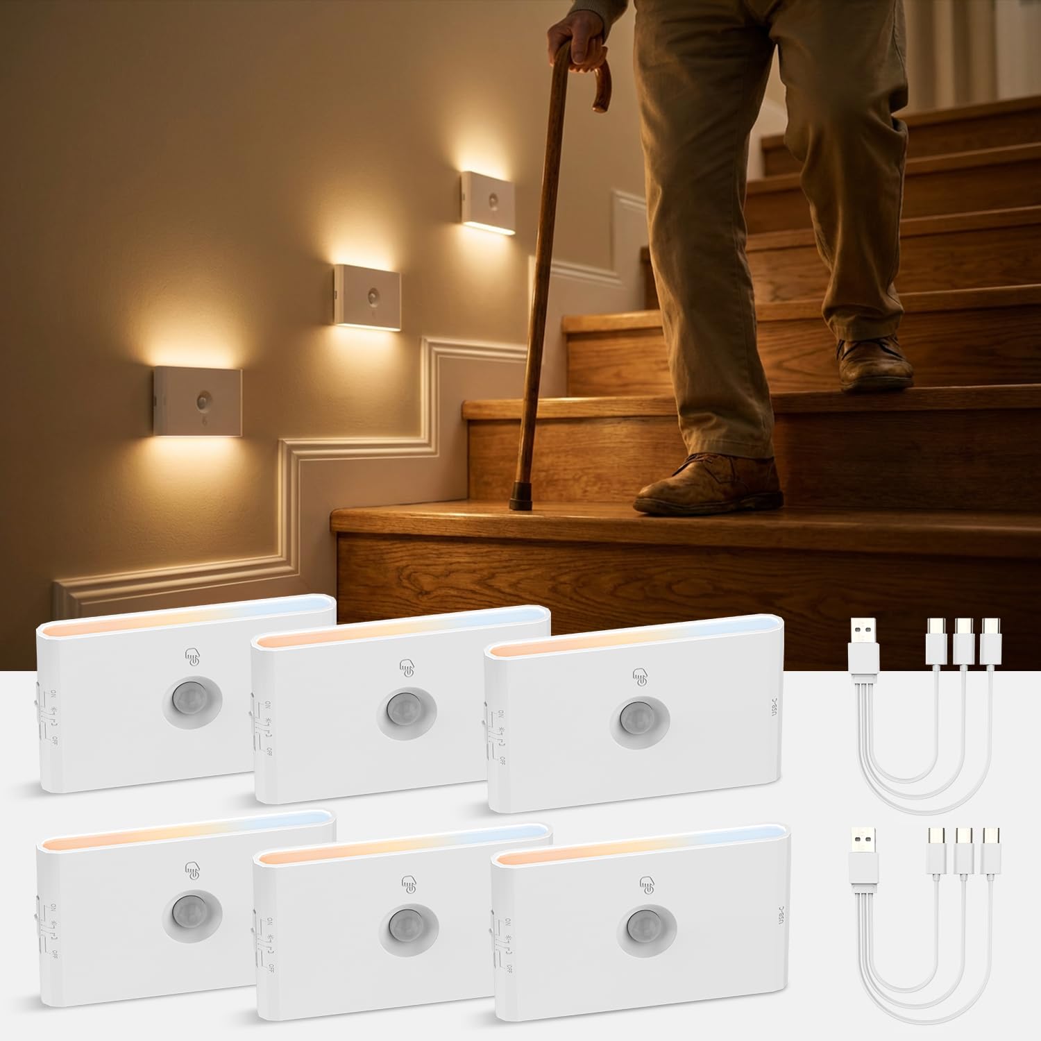 Wowatt Luce Notturna Sensore Movimento (6 Pcs)