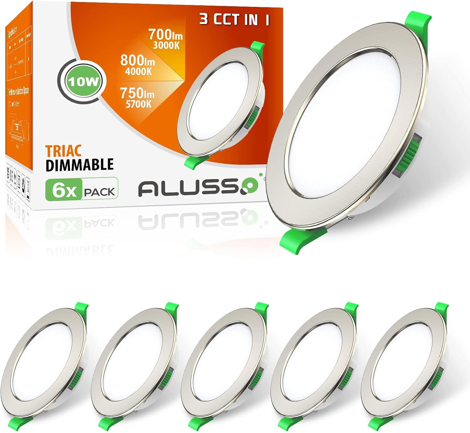 Alusso 6 Faretti LED da Incasso 10W 800 Lumen