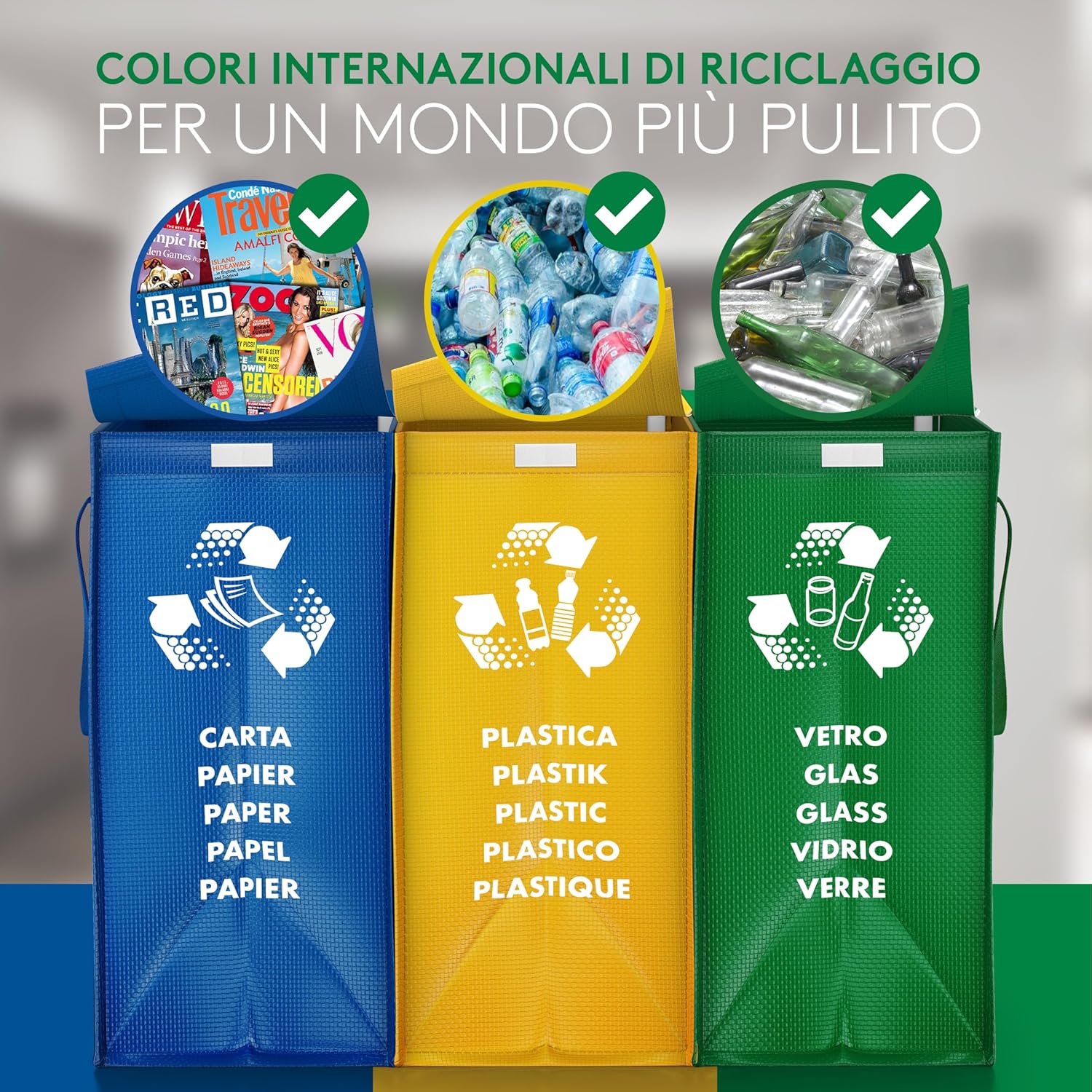 Ptms® Borse Raccolta Differenziata MINI con Coperchio - immagine 4