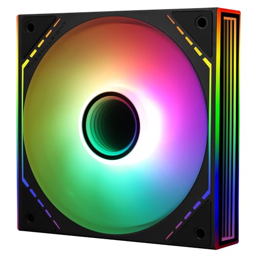 TR TL-M12-S Ventola alloggiamento CPU, 120 mm, effetto luminoso ARGB, ventola per computer silenziosa PWM a 4 pin, per cooler liquido e aria del processore, ventola PC ARGB silenziosa (120 mm, nero)