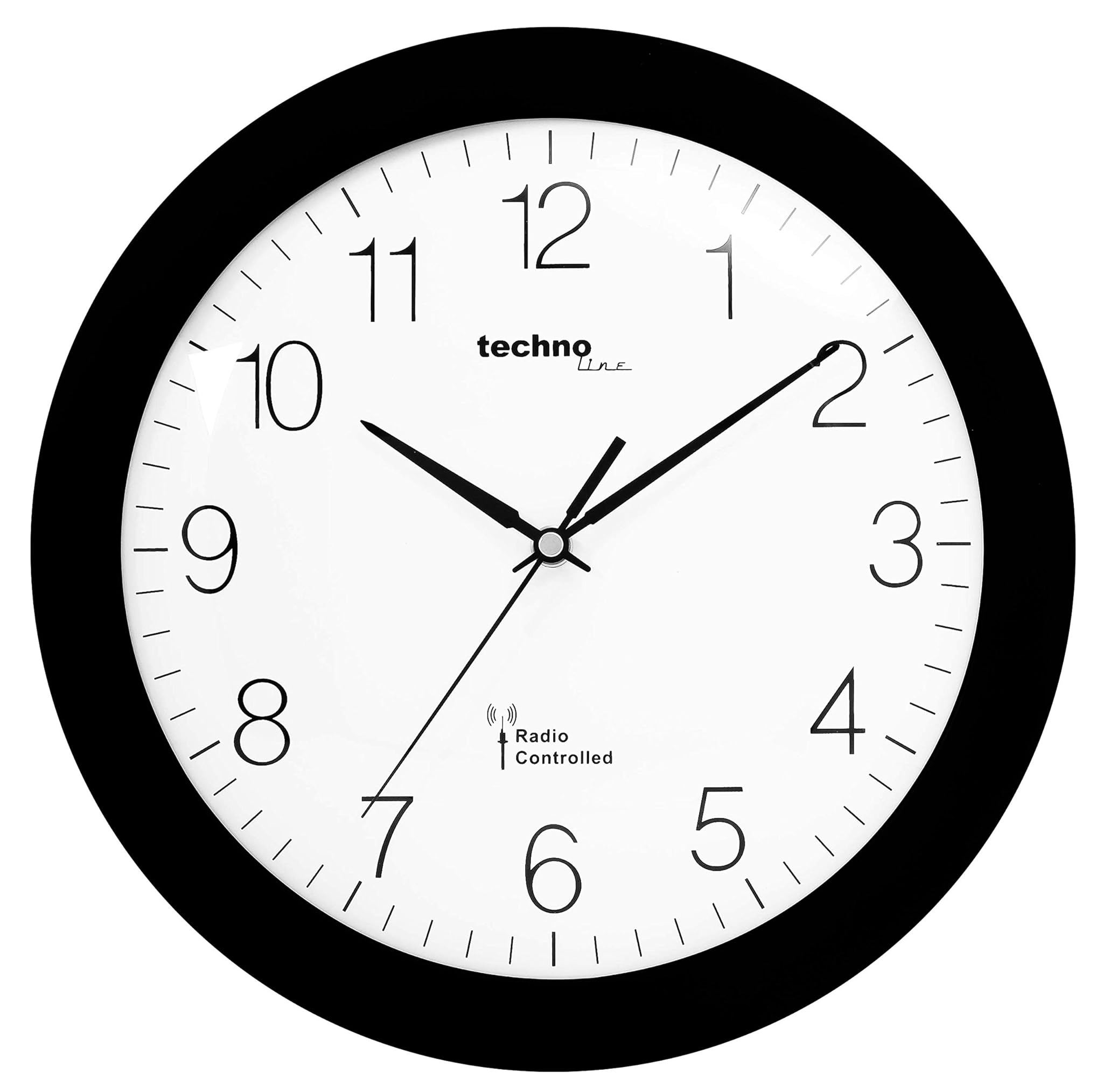 TechnoLine WT 8000 Schwarz Orologio da Parete Radio, Nero, 30x3x30 cm