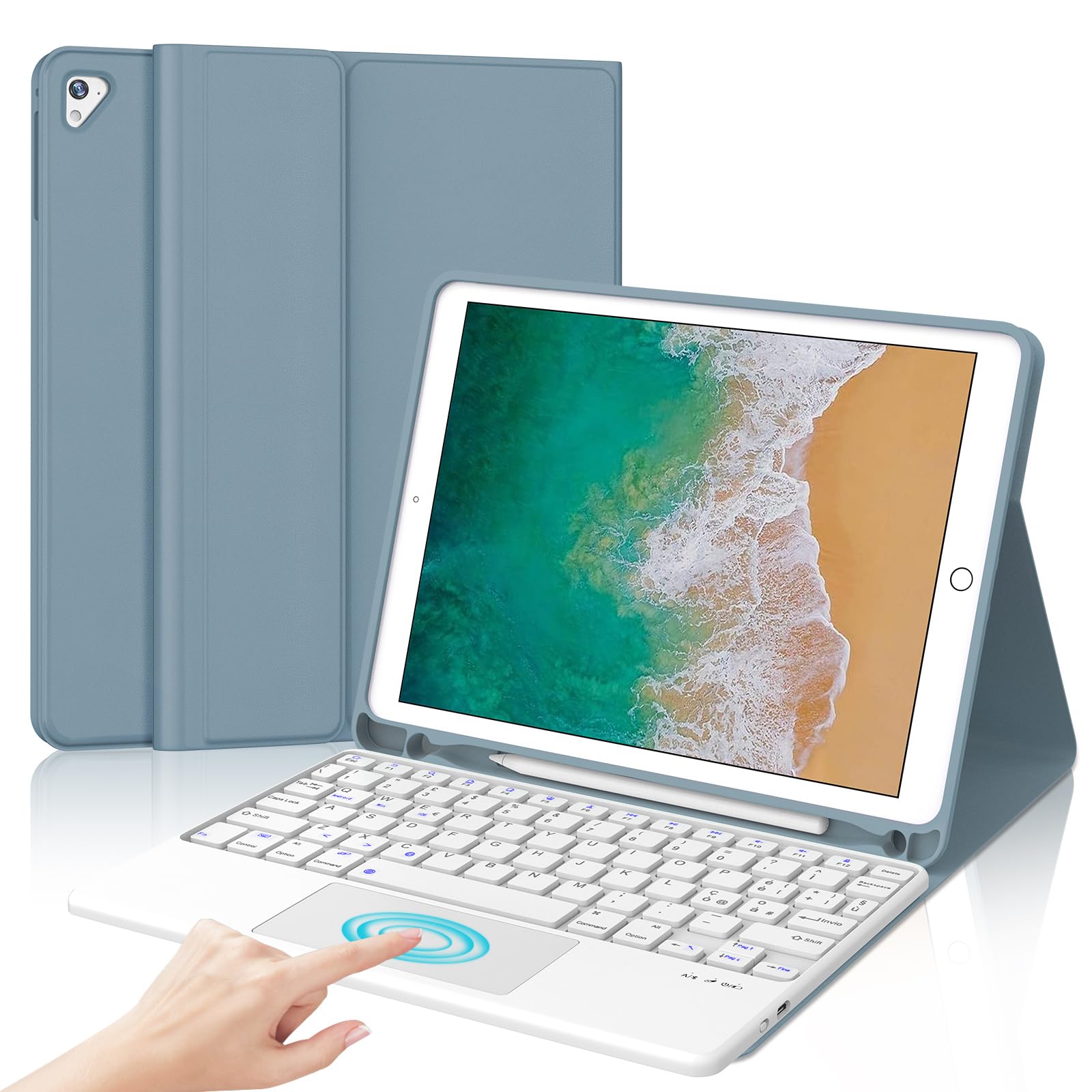 Iveoppe Tastiera iPad 6 Generazione 9.7" Blu Nebbioso