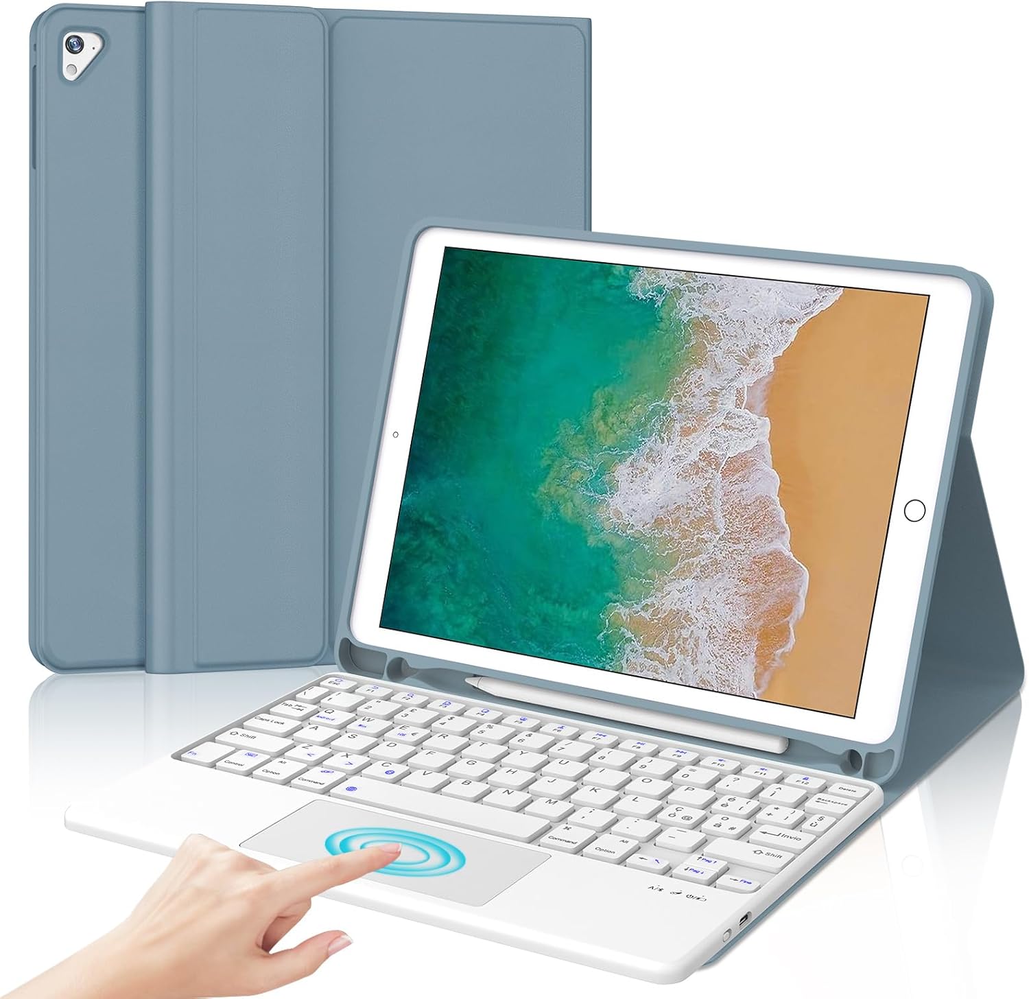 Iveoppe Tastiera iPad 6 Generazione 9.7" Blu Nebbioso - immagine 1