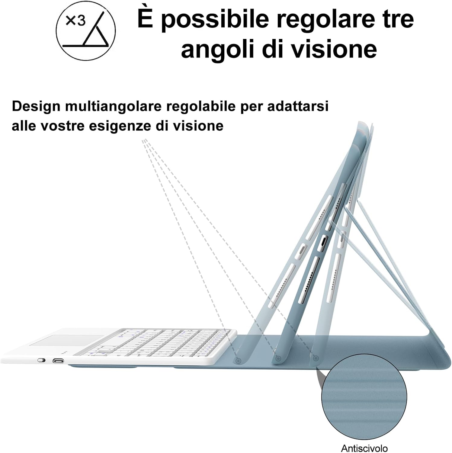 Iveoppe Tastiera iPad 6 Generazione 9.7" Blu Nebbioso - immagine 5