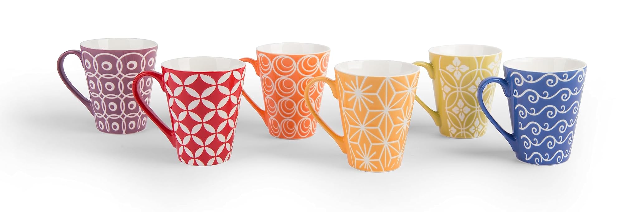 Excelsa 60670 Etnika Set 6 Tazze Mug, Porcellana, Multicolore