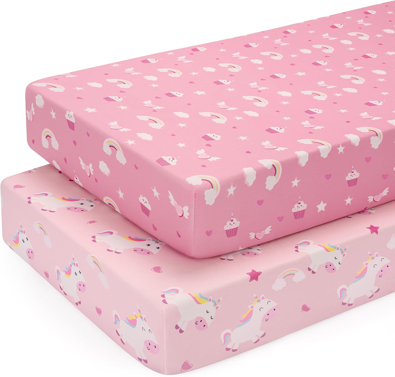 Lenzuola per Lettino 120x60cm, 2 Pezzi Unicorno Rosa - immagine 1
