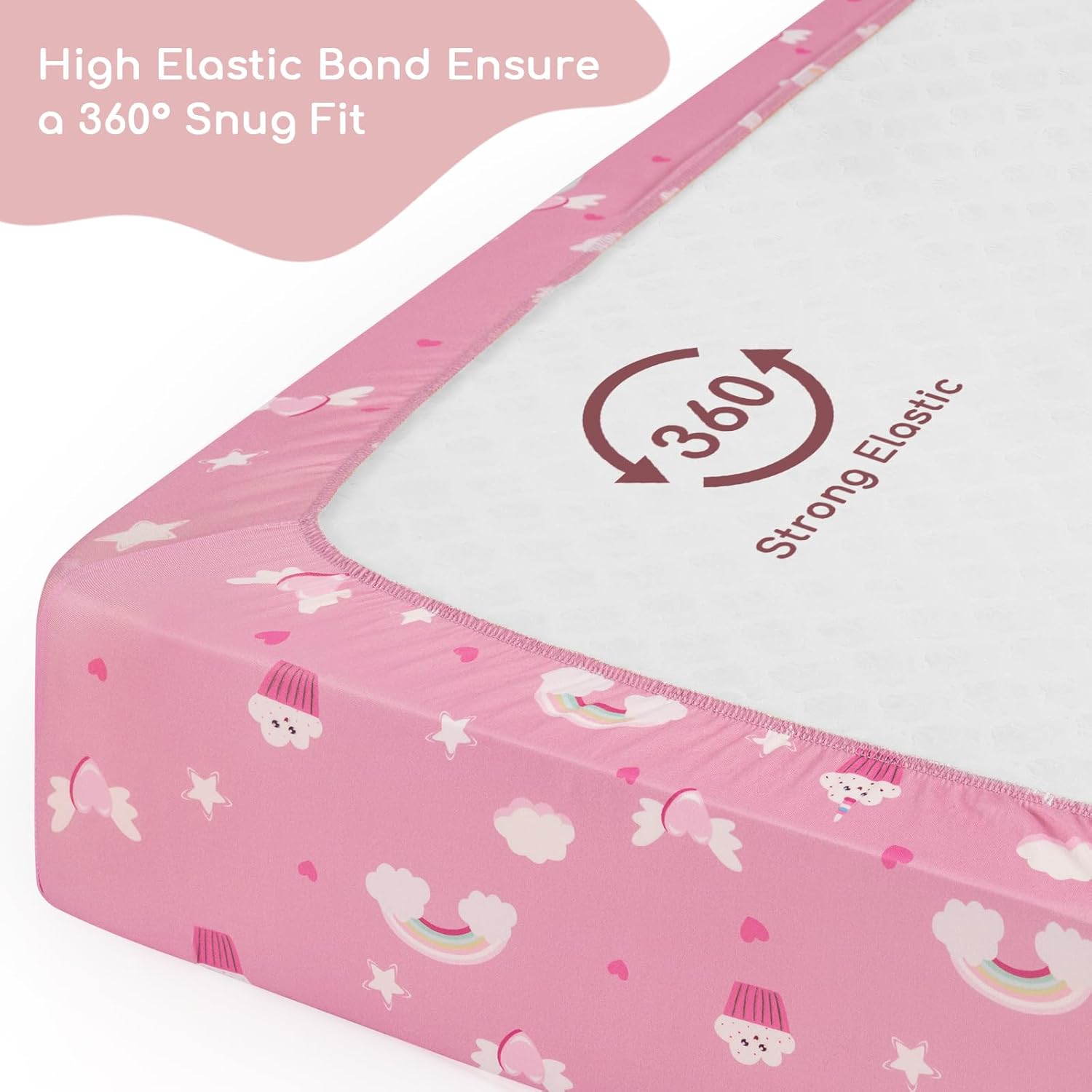 Lenzuola per Lettino 120x60cm, 2 Pezzi Unicorno Rosa - immagine 4