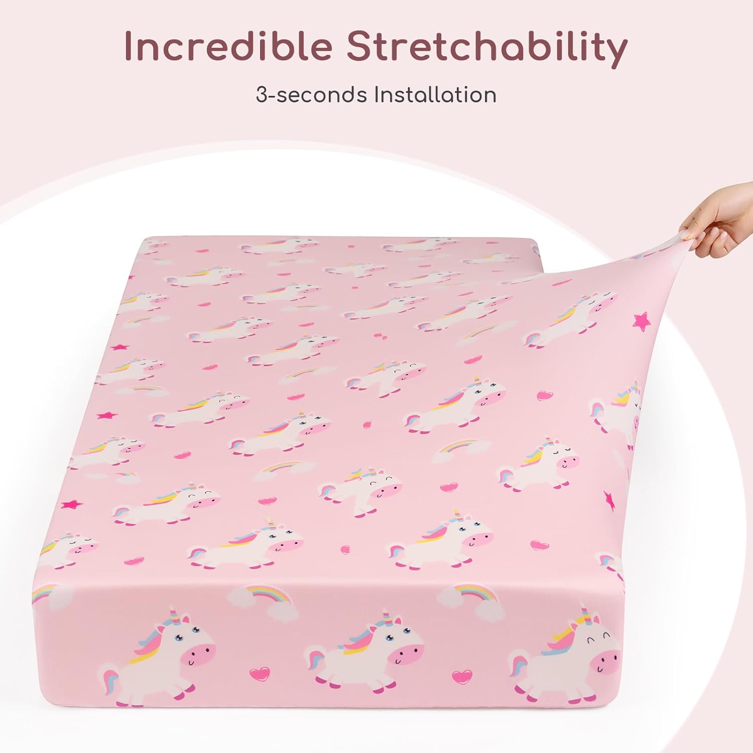 Lenzuola per Lettino 120x60cm, 2 Pezzi Unicorno Rosa - immagine 5