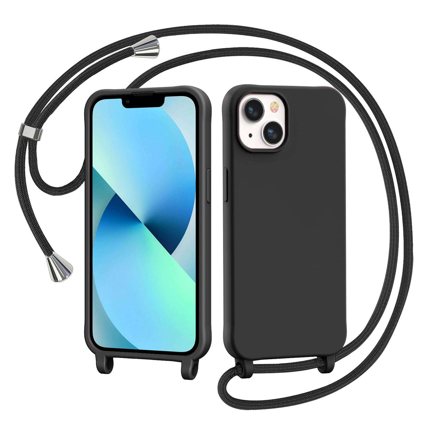 Aomyke Cover per iPhone 13 / iPhone 14 con Cordino, Nero