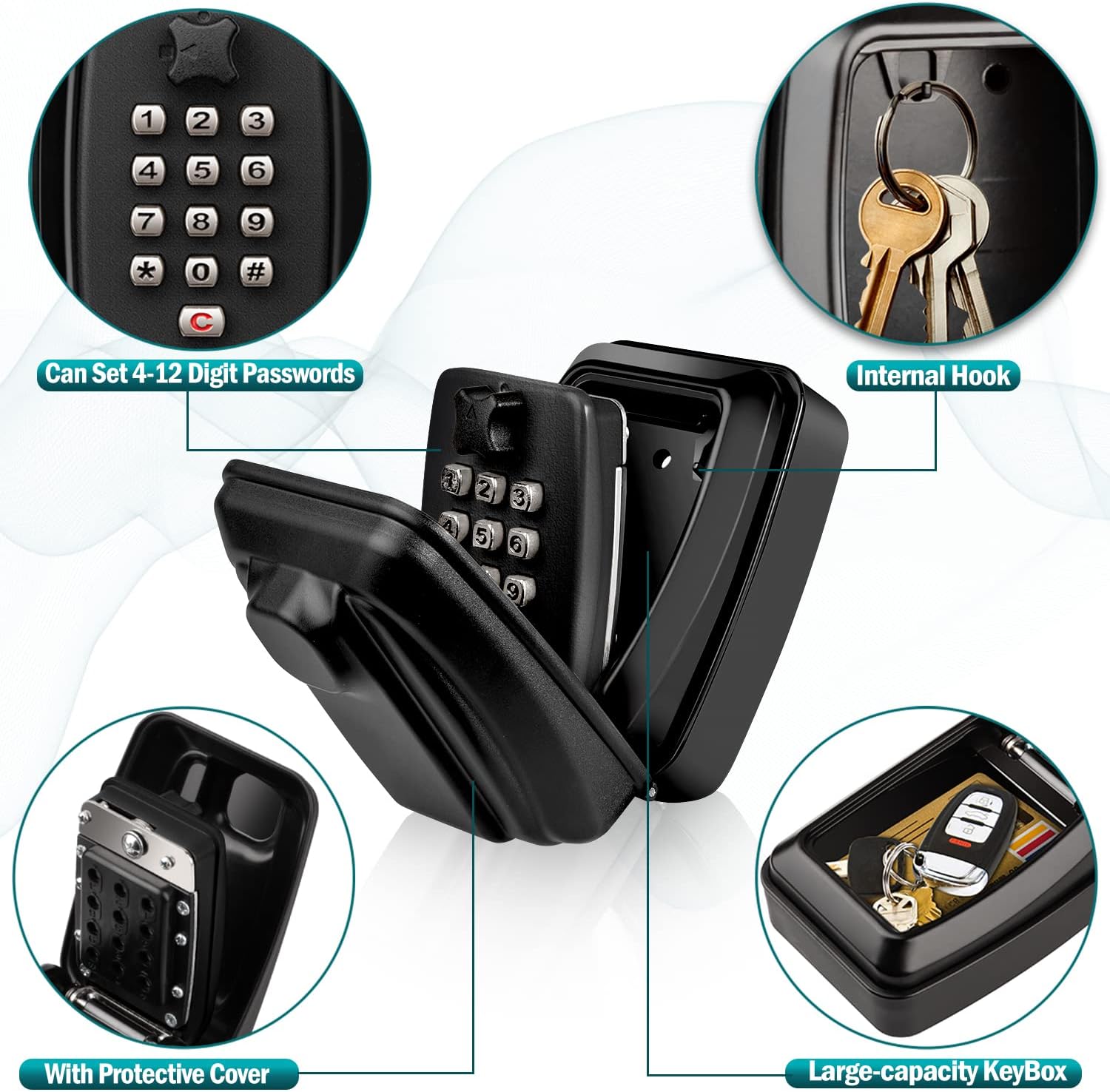 Ktueov Cassetta Sicurezza Chiavi da Parete Esterno - immagine 4