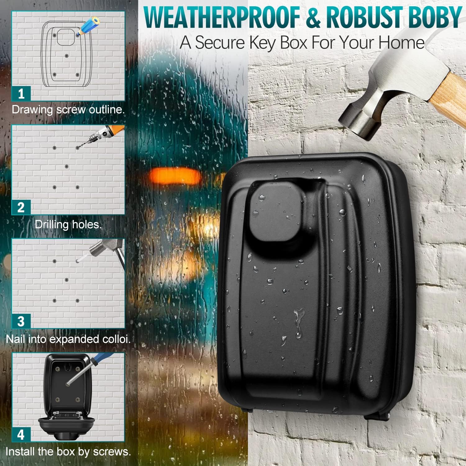 Ktueov Cassetta Sicurezza Chiavi da Parete Esterno - immagine 5