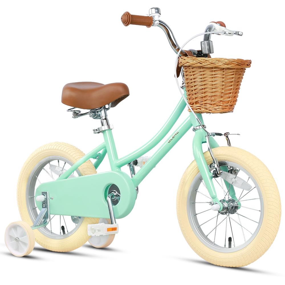 Glerc Bicicletta 14 Pollici per Bambine 3-5 Anni, Verde Menta