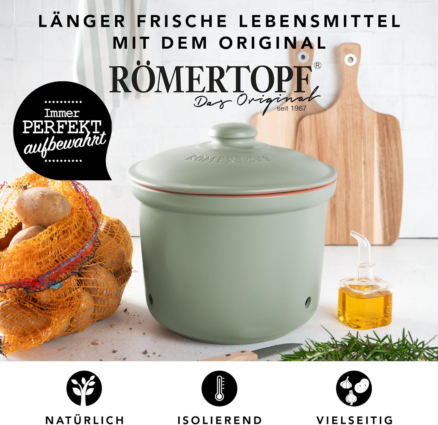 Romertopf MAXI PLUS - Pentola Patate in Ceramica, Verde - immagine 2