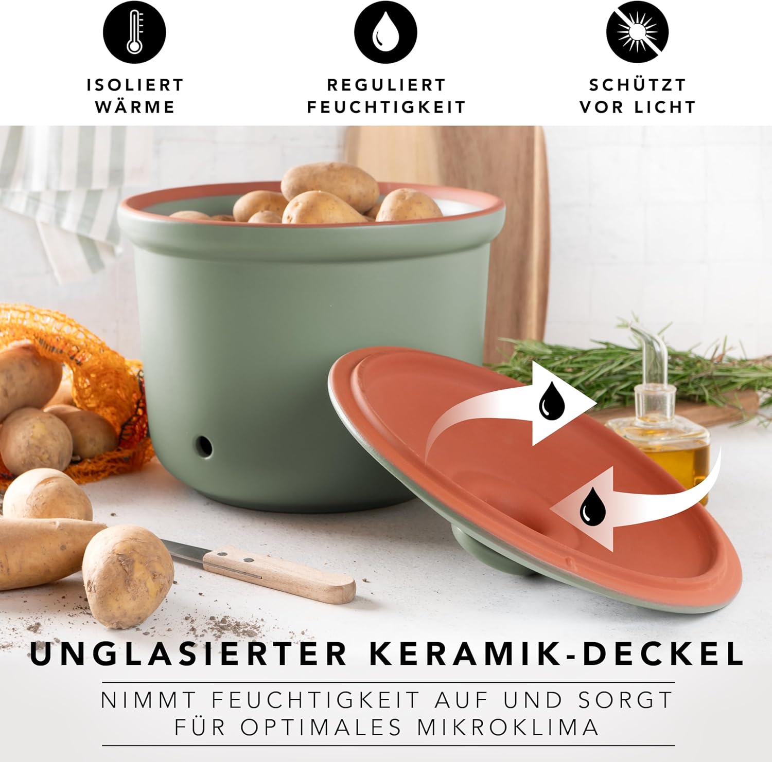 Romertopf MAXI PLUS - Pentola Patate in Ceramica, Verde - immagine 3