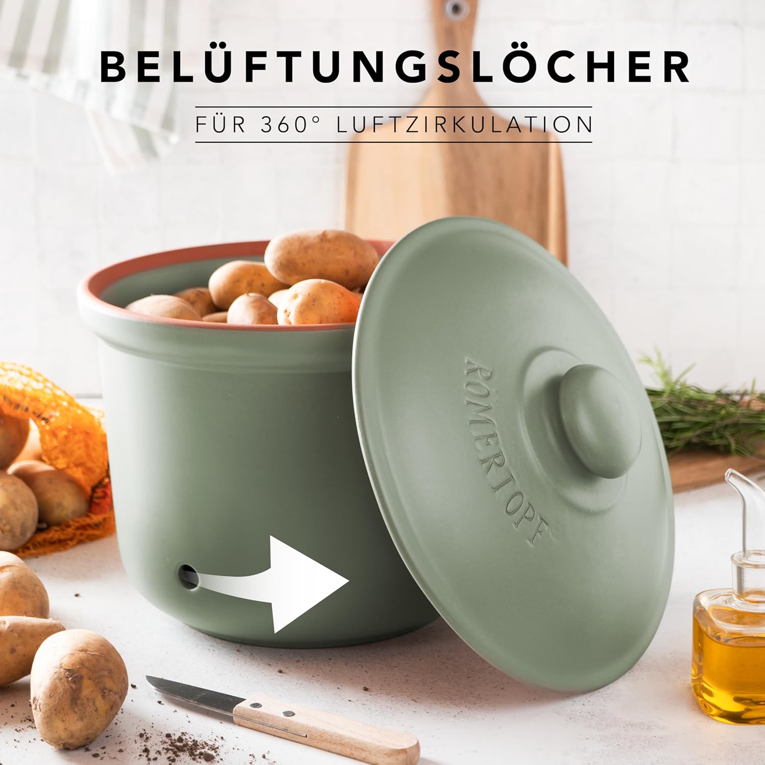 Romertopf MAXI PLUS - Pentola Patate in Ceramica, Verde - immagine 4