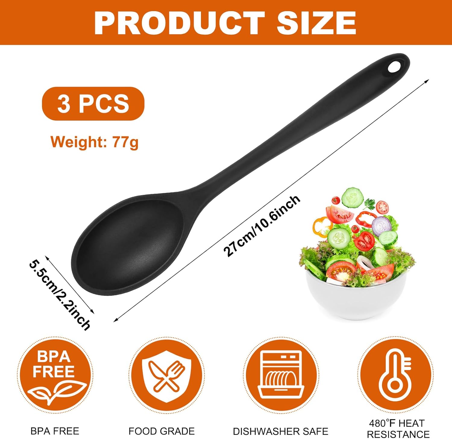 3 Pezzi Cucchiaio Silicone Cucina Antiaderente - immagine 2